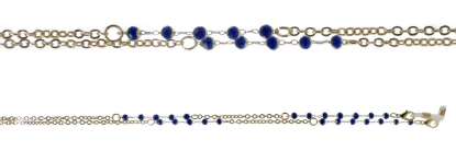 Show details for Gold and blue bead chain. Gold and blue bead