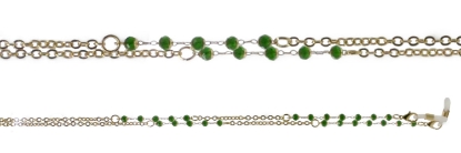 Show details for Gold and green bead chain. Picture of Gold and green bead chain.